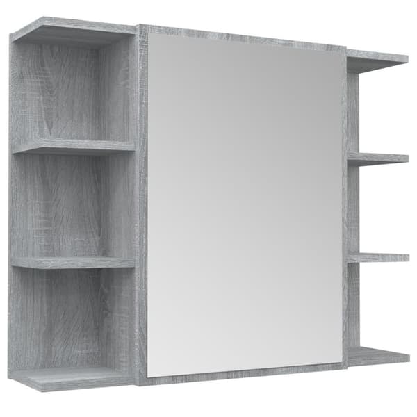 vidaXL Kylpyhuoneen peilikaappi harmaa Sonoma 80x20,5x64 cm puu