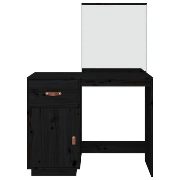 vidaXL Sminkbord Svart 95x50x134 cm massiv furu