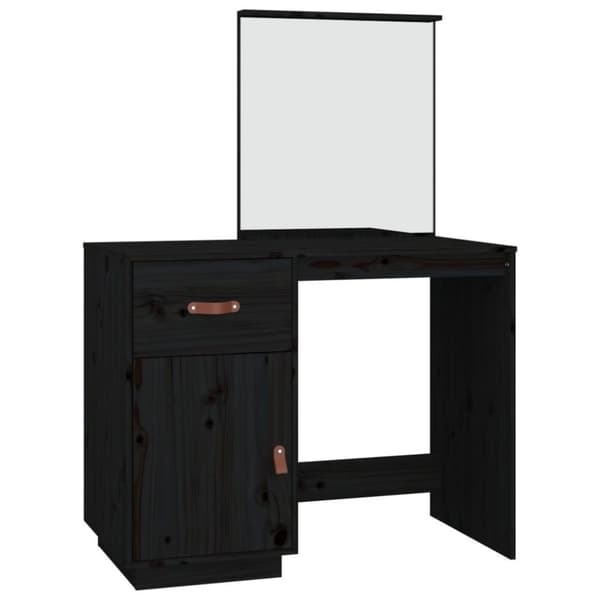 vidaXL Sminkbord Svart 95x50x134 cm massiv furu
