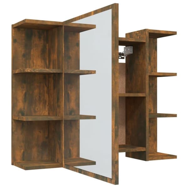 vidaXL badeværelsesskab + spejl 80x20,5x64 cm konstrueret træ røget eg