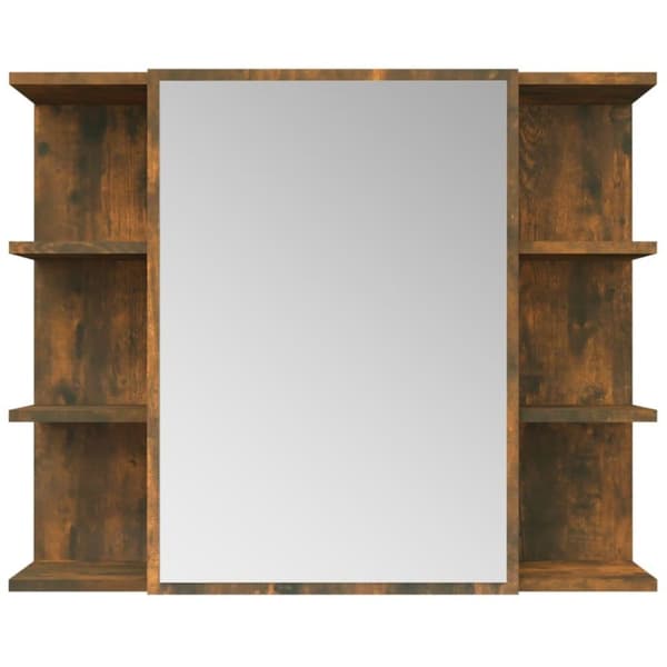 vidaXL badeværelsesskab + spejl 80x20,5x64 cm konstrueret træ røget eg