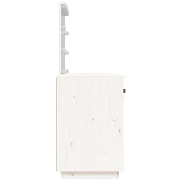vidaXL Sminkbord med LED vit 95x50x133,5 cm massiv furu