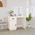 Miniatyrbild 2 av 11: vidaXL Sminkbord med LED vit 95x50x133,5 cm massiv furu