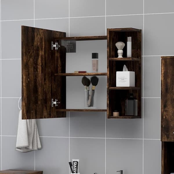 vidaXL Spegelskåp för badrum rökig ek 62,5x20,5x64 cm konstruerat trä
