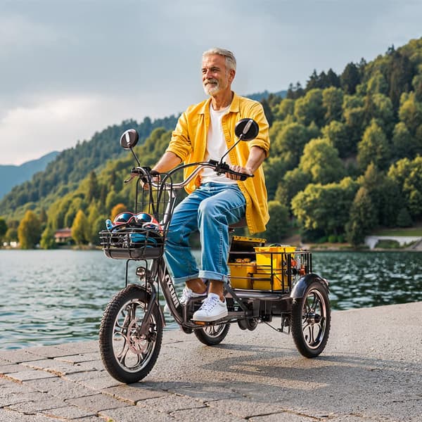 CYSUM T1 Pro Aikuisille Tarkoitettu Sähköinen Kolmipyöräinen Tavara-auto, 250W Sähköinen Kolmipyörä, 48V22Ah Akku, Sähköinen Tavara-auto, Kolmipyörä