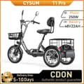 Pikkukuva 1 / 11: CYSUM T1 Pro Aikuisille Tarkoitettu Sähköinen Kolmipyöräinen Tavara-auto, 250W Sähköinen Kolmipyörä, 48V22Ah Akku, Sähköinen Tavara-auto, Kolmipyörä