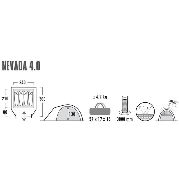High Peak Nevada 4.0 Climate Protection 80 Grey Dome/Igloo tent Grå