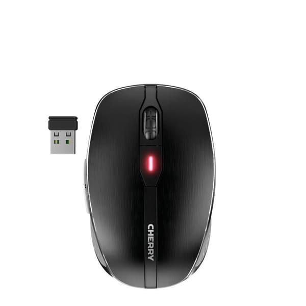 CHERRY MW 8C ADVANCED - Mus - ergonomisk - optisk - 6 knappar - trådlös - 2,4 GHz, Bluetooth 4.0 - trådlös mottagare (USB) - svart Svart, Grå