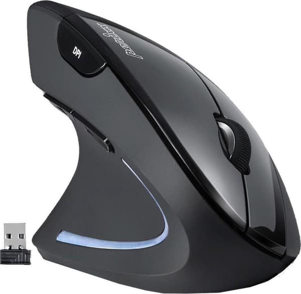 Perixx Perimice-713L Ergonomisk mus USB Optisk Sort 5 nøgler 2000 dpi Ergonomisk