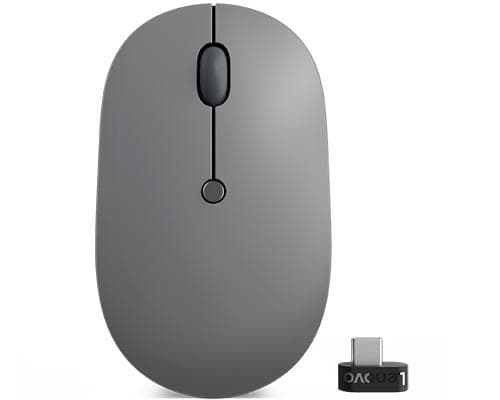 Lenovo Go - Hiiri - ergonominen - oikea- ja vasenkätinen - optinen sininen - 5 painiketta - langaton - 2,4 GHz - langaton USB-C-vastaanotin - Storm Gr musta, Harmaa