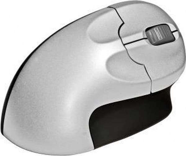 BakkerElkhuizen Grip Mouse Trådløs mus RF Trådløs Optisk 1600 DPI Sort, Sølv