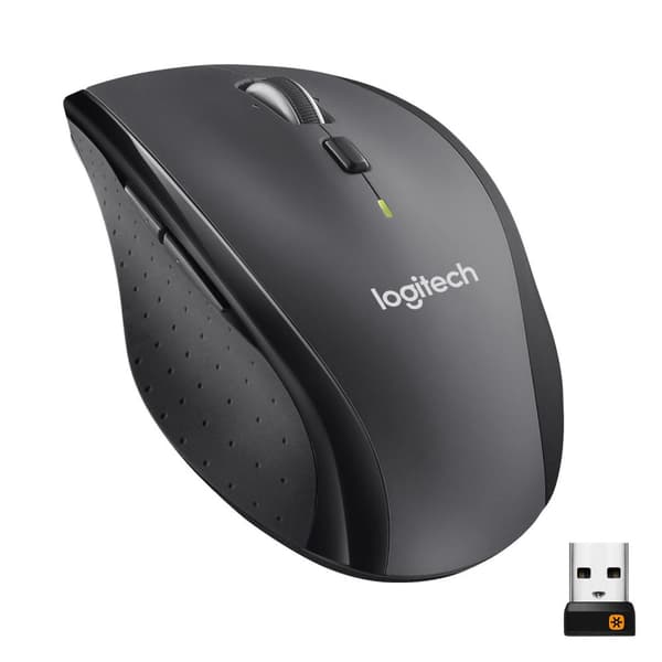 Logitech Marathon M705 - mus - högerhänt - laser - trådlös - 2,4 GHz - trådlös mottagare (USB) Kol