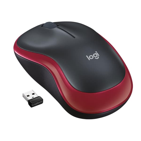 Logitech Wireless Mouse M185 - Mus - trådlös - USB - trådlös mottagare (USB) - röd (910-002240) Svart, Röd