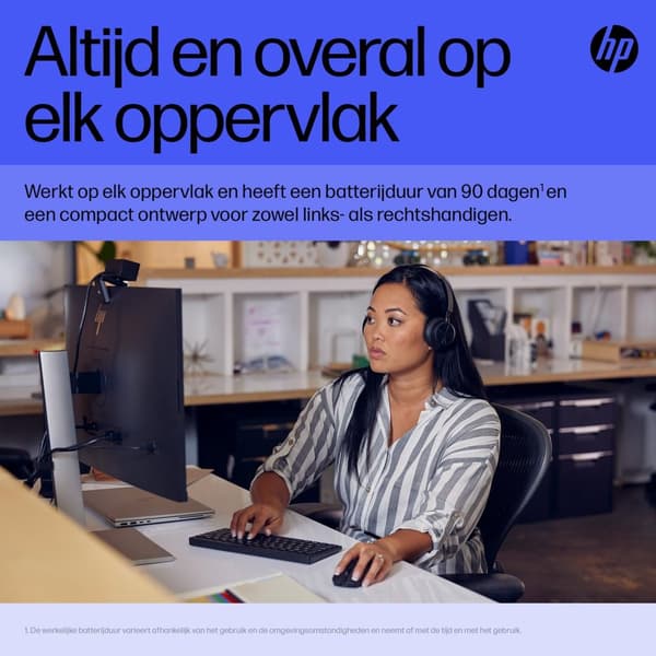 HP 715 - Mus - multi-enhet, laddningsbar - 7 knappar - trådlös, trådbunden - 2,4 GHz, Bluetooth 3.0 - trådlös mottagare (USB) - svart (6E6F0AA#ABB)