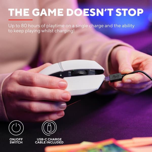 Trust GXT 110 FELOX - Mus - upplyst, spel - 6 knappar - trådlös - vit