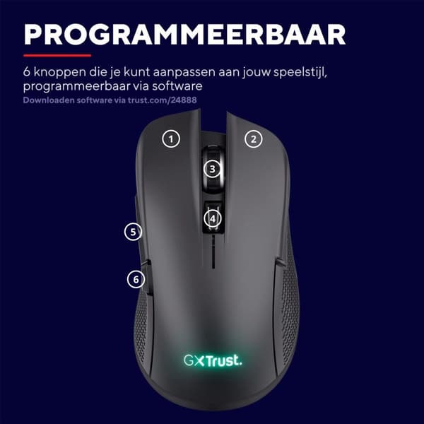 Trust GXT 923 YBAR höger mus RF trådlös optisk 7200 DPI (24888)