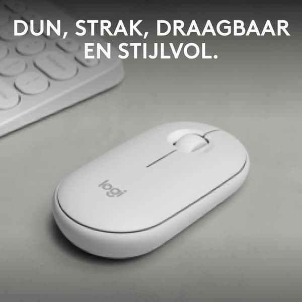 Logitech Pebble 2 M350s - hiiri - optinen - 3 painiketta - langaton - Bluetooth 5.2 LE - sävy valkoinen Valkoinen