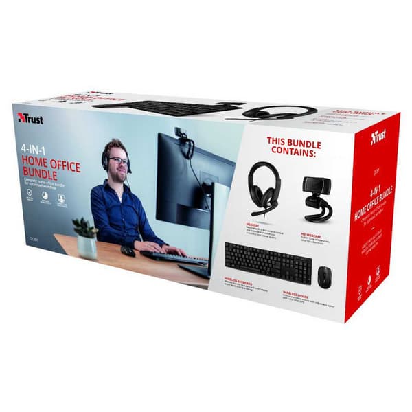 Trust Sisään Pack 4 1 Näppäimistö+hiiri+verkkokamera+kuulokkeet Musta Spanish QWERTY