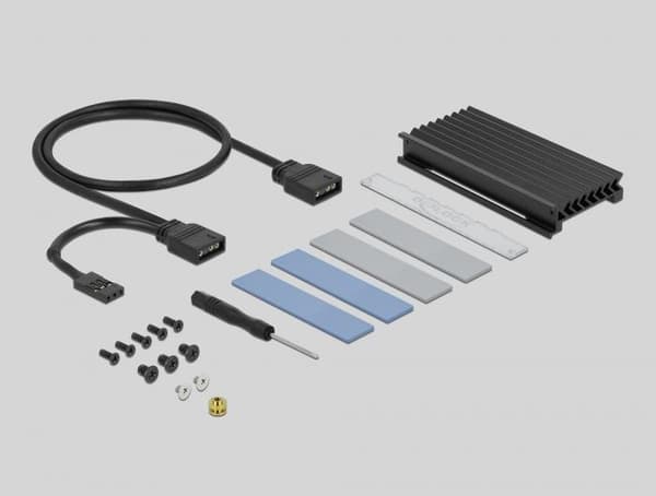 Delock PCI Express x4 Card to 1 x internal NVMe M.2 Key M with heat sink and RGB LED illumination - Low Profile Form Factor