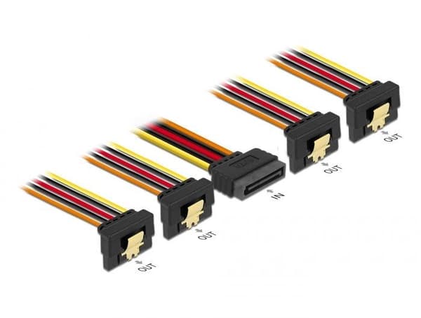 Delock Cable SATA 15 pin power plug with latching function > SATA 15 pin power receptacle 4 x down 30 cm