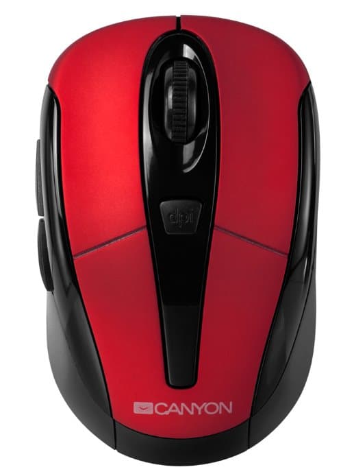 CANYON MSO-W6, 2.4GHz wireless optical mouse with 6 buttons, DPI 800/1200/1600, Red, 92*55*35mm, 0.054kg