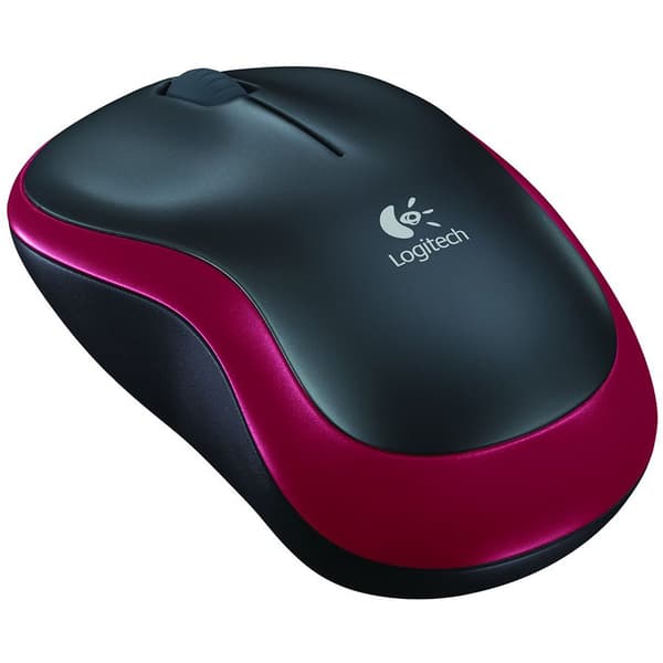 LOGITECH M185 Wireless Mouse - RED - EER2 Sort, Rød