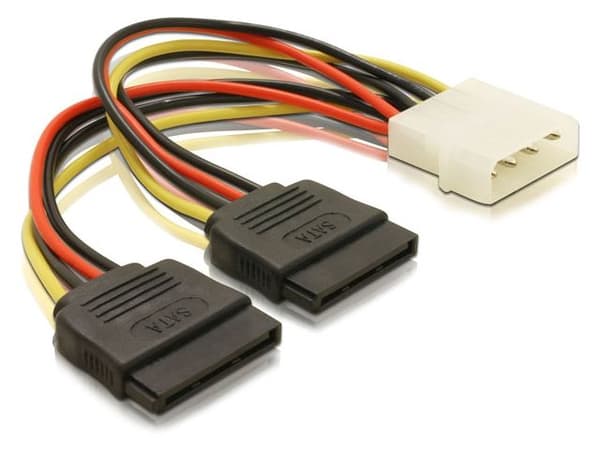 Cable DeLock Power Molex 4 Pin male to 2 x SATA 15 Pin 16 cm