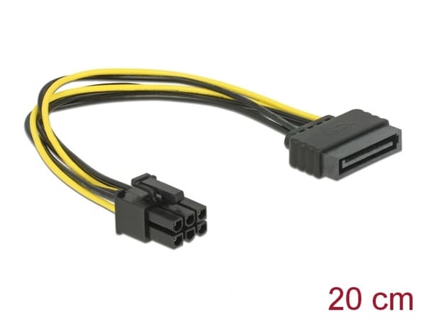 Cable DeLock Power SATA 15 pin to 6 pin PCI Express,  20 cm