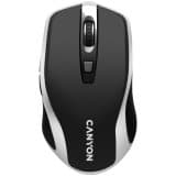 CANYON MW-19, 2.4GHz Wireless Rechargeable Mouse with Pixart sensor, 6keys, Silent switch for right/left keys,Add NTCDPI: 800/1200/1600, Max. usage 50 Svart, Silver