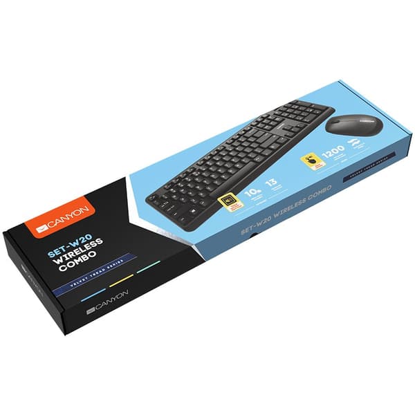CANYON SET-W20 EN/RU Keyboard+Mouse Velvet Wireless Black
