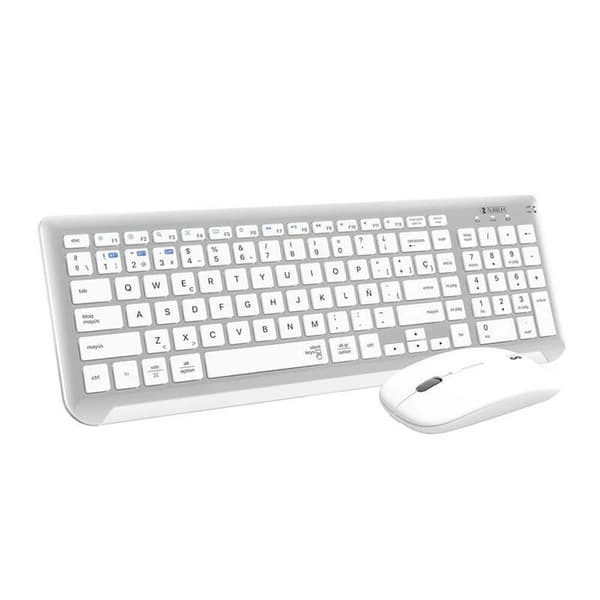 Subblim Trådlös Mus Och Tangentbord Dual Prestige Silver Spanish QWERTY Silver, Vit