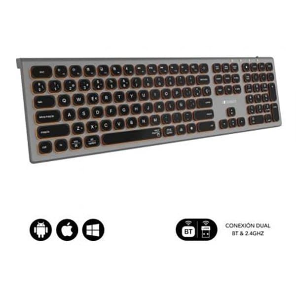 Subblim Trådløst Tastatur Master Søvfarvet Spanish QWERTY Sort, Grå