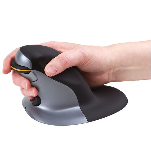 Fellowes Ambidextrous Vertikal Medium Trådlös Mus Penguin Svart,Silver