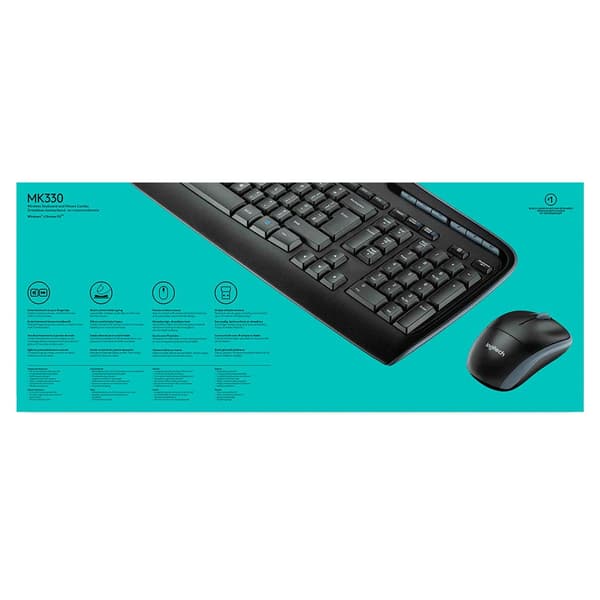 Logitech Trådlöst Tangentbord Och Mus Mk330 Svart US QWERTY