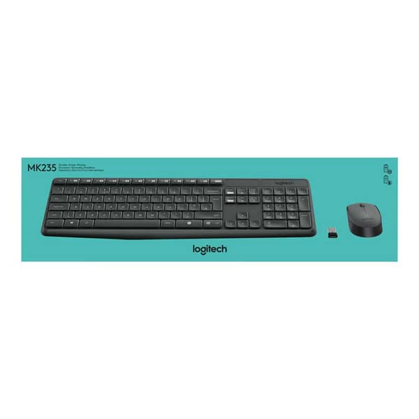 Logitech Trådløs Mus Og Tastatur Mk235 Søvfarvet US QWERTY