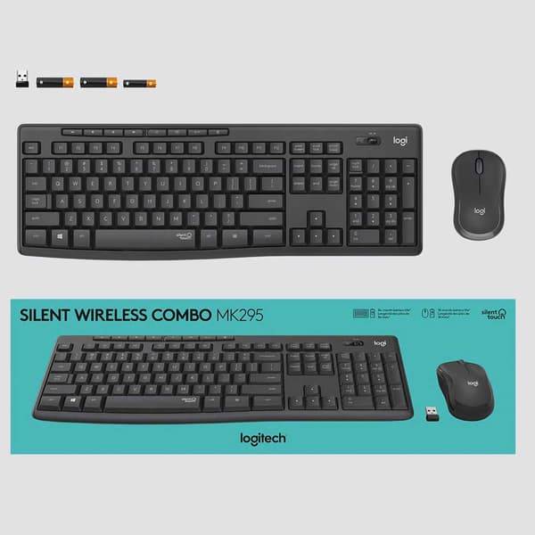 Logitech Langaton Hiiri Ja Näppäimistö Mk295 Silent Hopeinen US QWERTY