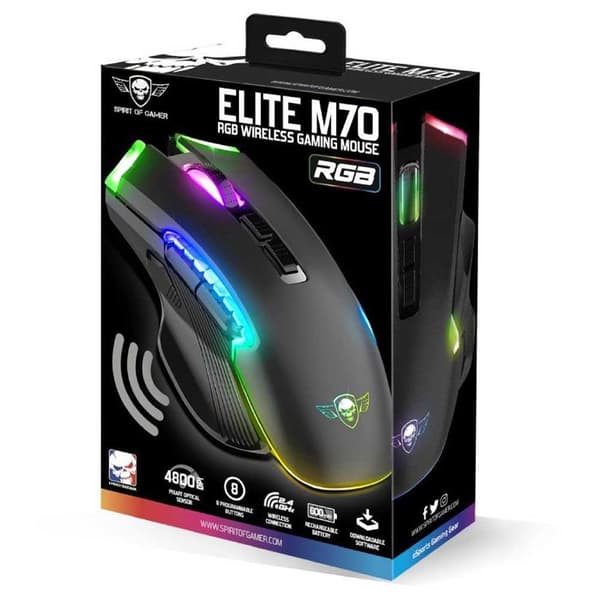 Spirit Of Gamer Langaton Pelihiiri Elite M70 Hopeinen