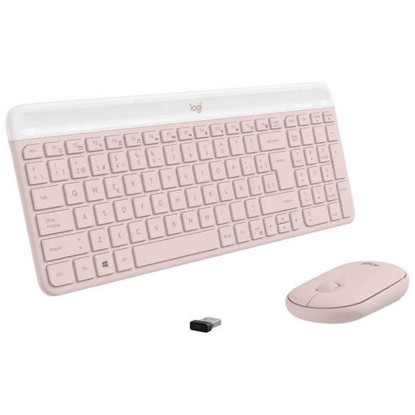 Logitech Trådløs Mus Og Tastatur Mk470 Slim Rosa Spanish QWERTY
