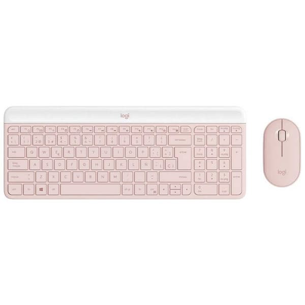 Logitech Trådløs Mus Og Tastatur Mk470 Slim Rosa Spanish QWERTY