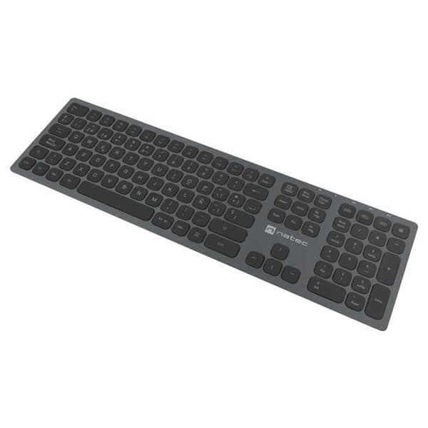 Natec Trådløst Tastatur Dolphin Slim Sort Spanish QWERTY Sort, Grå