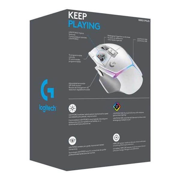 Logitech Langaton Pelihiiri G502 X Plus Lightspeed Hopeinen