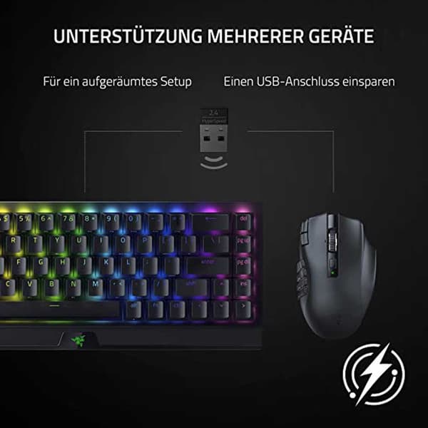 Razer Trådløs Gaming Mus Naga V2 Hyperspeed 30000 Dpi Sort