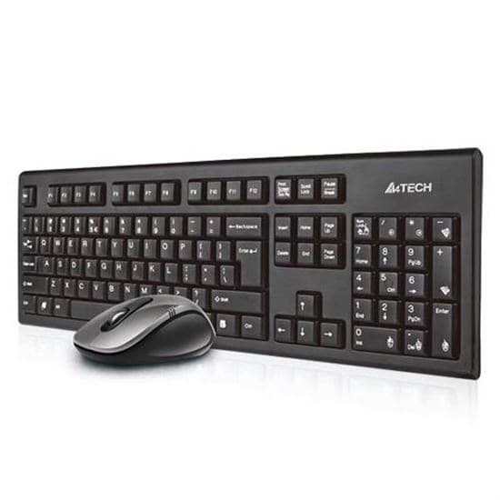 A4Tech 7100N skrivbordstangentbord Mus ingår RF Trådlös QWERTY Engelsk Svart Svart