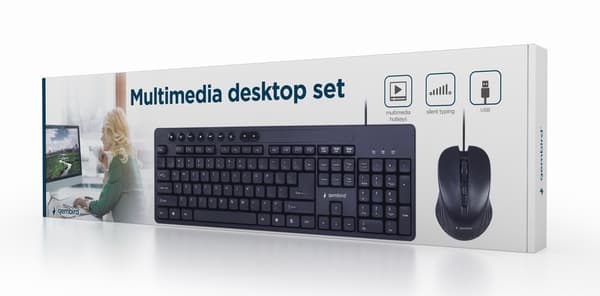 Gembird KBS-UM-04 näppäimistö Hiiri mukana USB QWERTY US English Black