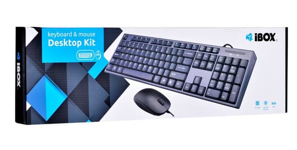 Tangentbord + mus Set IBOX IKMS606 (USB 2.0; (US); svart färg; Optisk; 800 DPI)