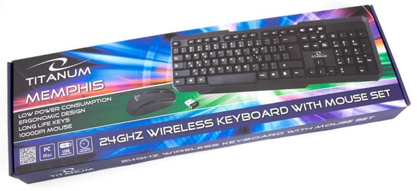TITANUM TK108 Tangentbord + USB-mus Svart