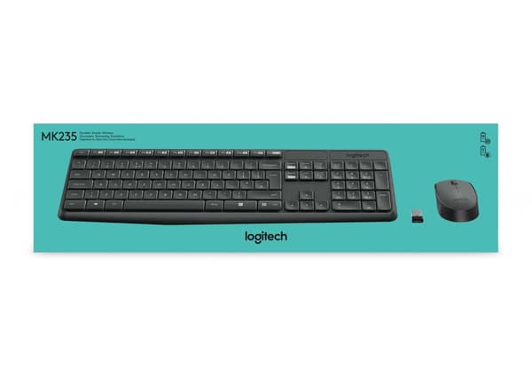 Logitech MK235 näppäimistö Hiiri mukana USB QWERTY US International Grey
