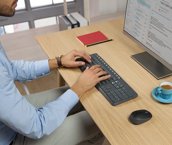 Logitech MK235 näppäimistö Hiiri mukana USB QWERTY US International Grey