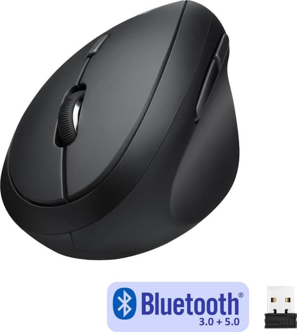 Perixx PERIMICE-619 - Trådløs ergonomisk vertikal mus med lydløst klik og lille - Mus - Optisc