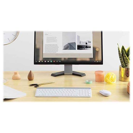 Logitech Mk470 Trådlöst Tangentbord Och Mus Silver US QWERTY